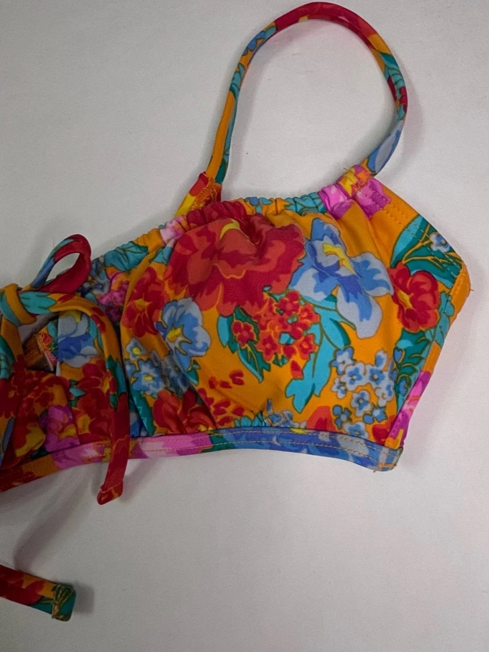 Xhilaration Floral Tie-Front Bikini Top in Bright Multicolor Sz M
